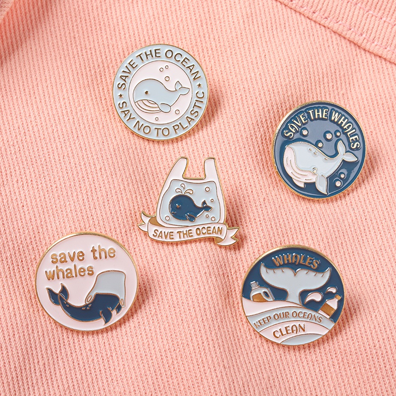 Whale Bros Pin Enamel Bentuk Ikan Paus Kartun 5 Model Untuk Hadiah Teman