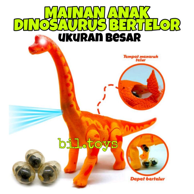 MAINAN ANAK DINO DINOSAURUS BERTELUR MAINAN ANAK BRACHIOSAURUS EGG BERJALAN BATERAI HEWAN PURBA