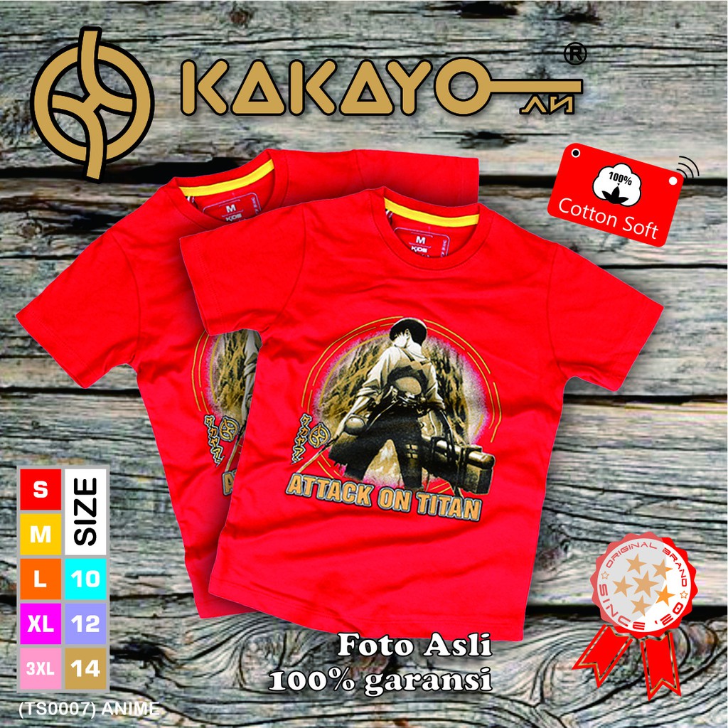 Kakayo Kids/Tshirt Anak/Kaos Anak Laki Laki/Atasan/Baju/Anime/Premium/Sablon Raster/100%Cotton Soft