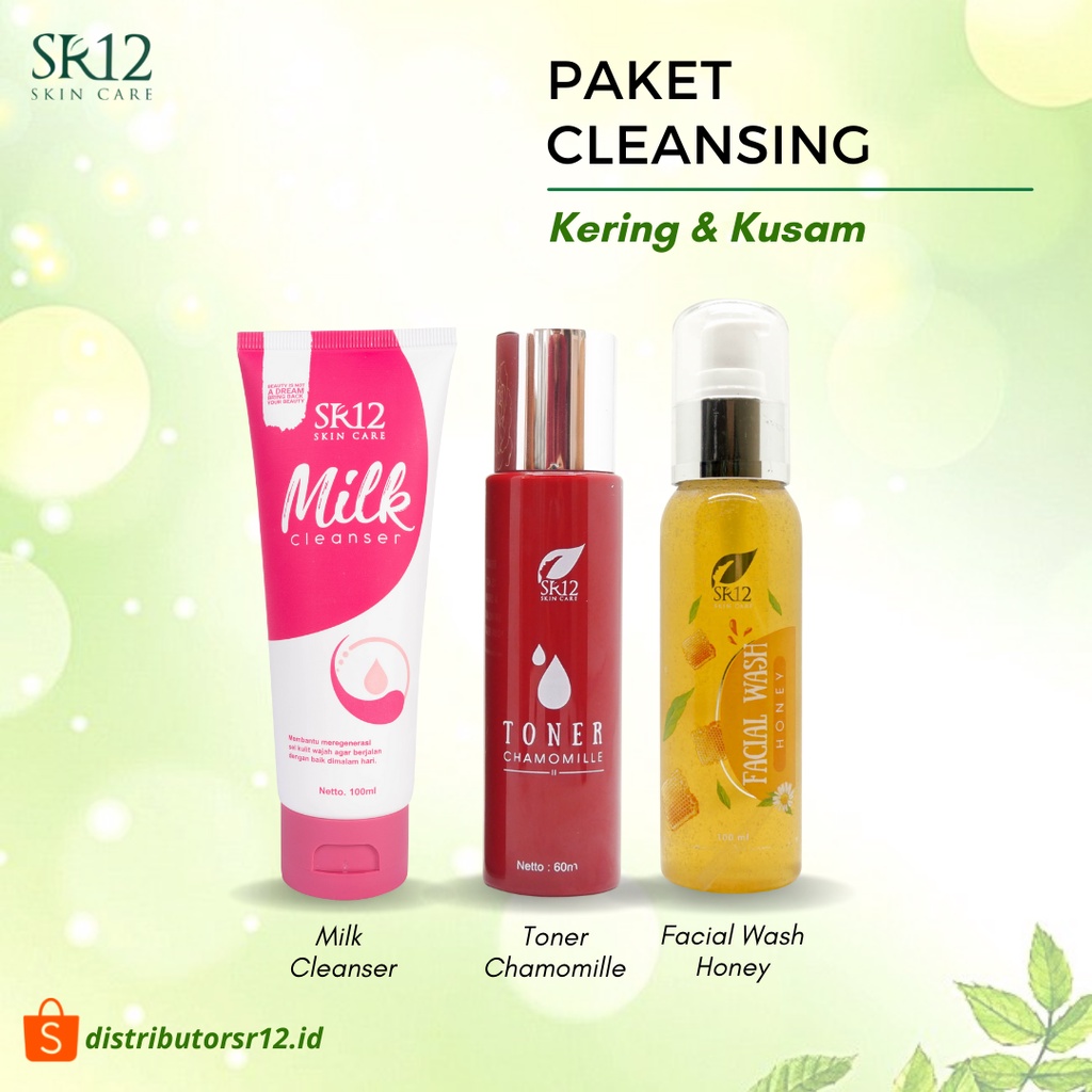 Paket Pembersih Wajah SR12 Double Cleansing Paket Perawatan Wajah Kulit Kering Kusam