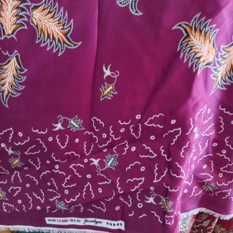 kain batik meteran murah batik doby silk jocelyn ungu jingga