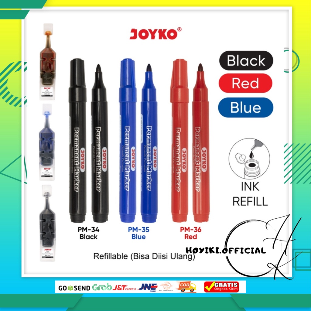 

JOYKO Permanent Marker Spidol Permanen Round Tip Joyko Refillable