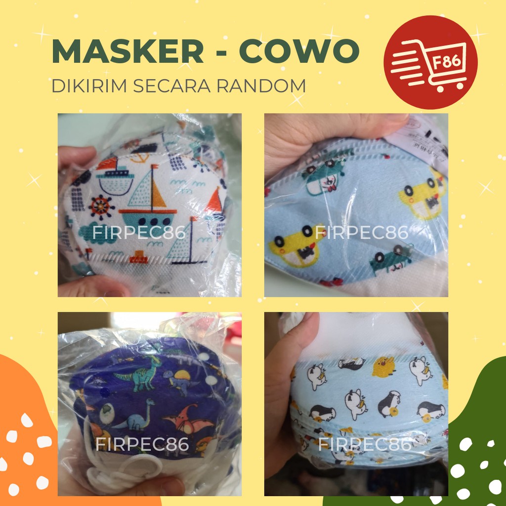 F86 Masker anak anak model KN95 atau Duckbill harga per pack, isi 50PC