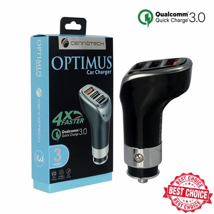 CENNOTECH OPTIMUS CAR CHARGER QUALCOMM 3.0 QUICK CHARGER CHASAN MOBIL