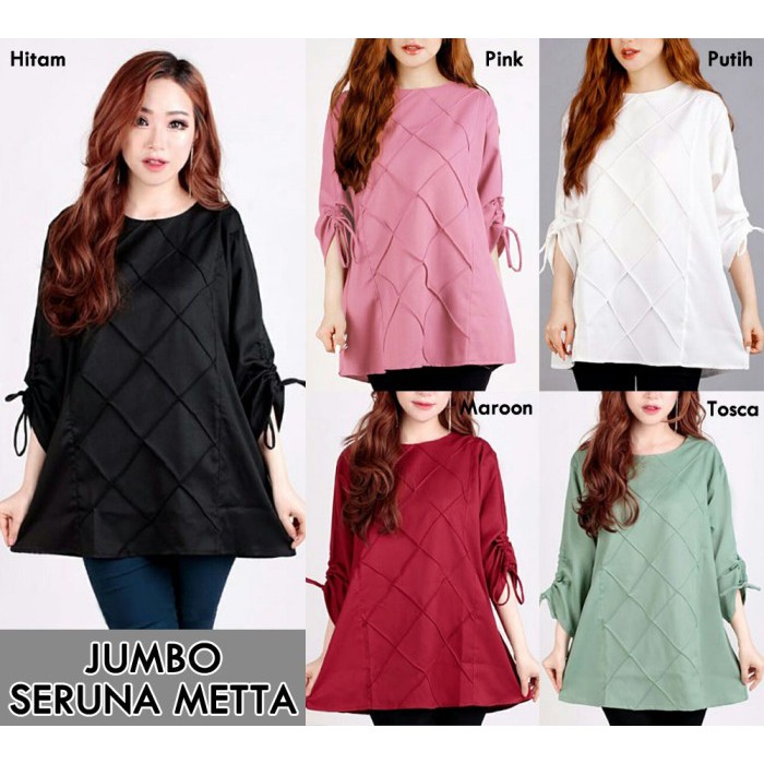 Blouse Jumbo Seruna Lengan Serut Baju Wanita Batik Bigsize