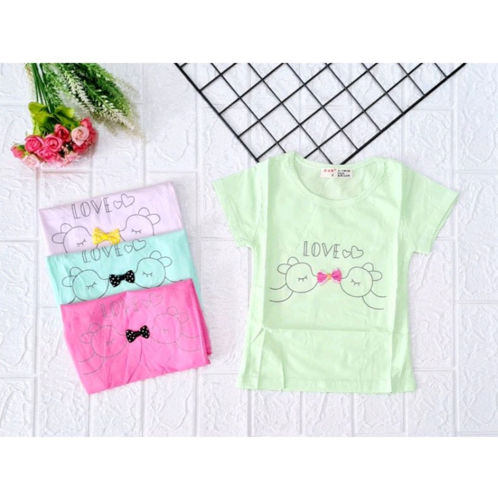 Paket 4 Pics Kaos Anak Bayi Perempuan Umur 3 Bulan - 3 Tahun Kaos Anak Import Premium