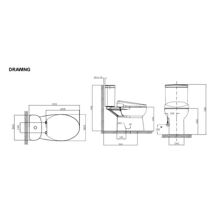 CLOSET DUDUK AMERICAN STANDARD NEWTON CCST WITH RAZOR SMART WASHER