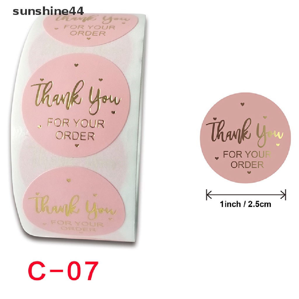 Sunshine 500pcs Stiker Label Tulisan Thank You For Your Order Bahan Kertas Kraft Warna Pink