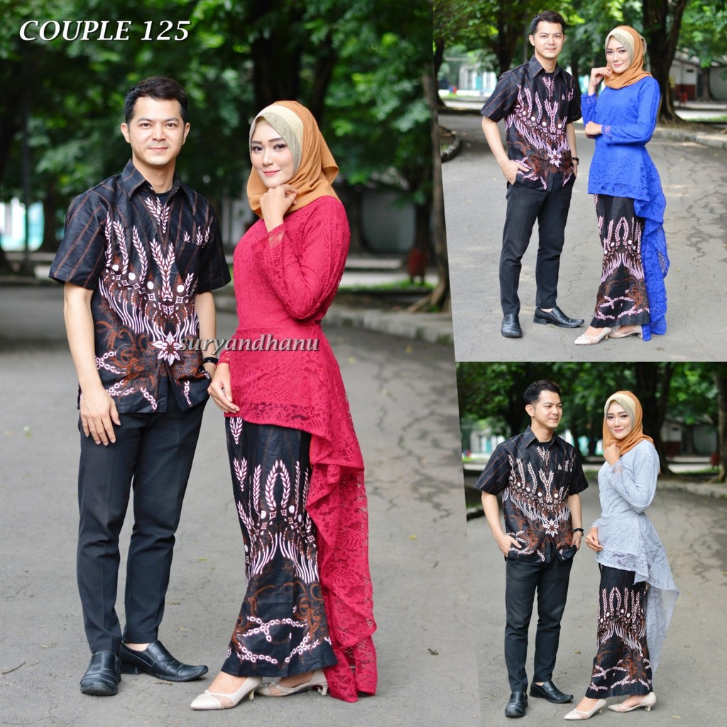 CP 125 Couple batik RnB rok blus pinguin buntut brokat baju lebaran pesta wisuda kondangan