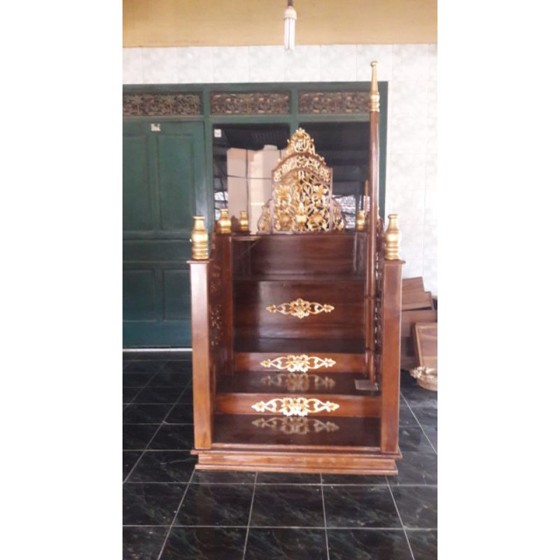mimbar masjid podium kayu jati mimbar furniture jepara