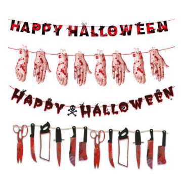 Banner Hiasan Happy Halloween Prank Pajangan Dekorasi Pesta Restoran Karton