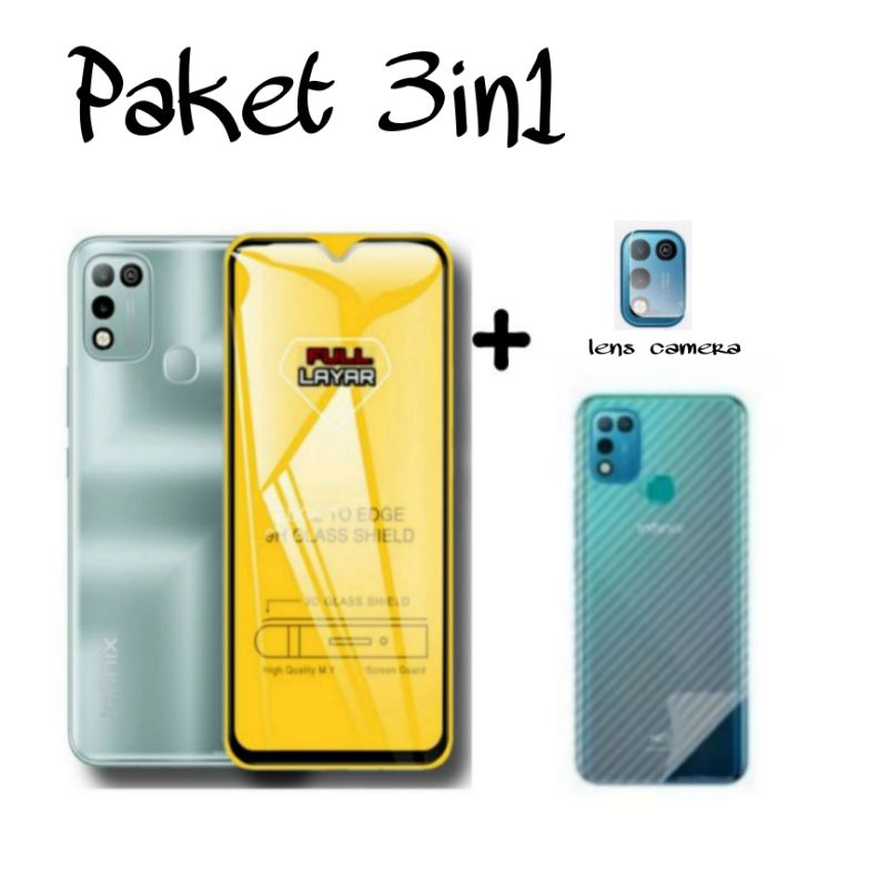 paket 3in1 Tempered Glass INFINIX HOT 11 PLAY 10 PLAY/HOT 10/HOT 10S HOT 9 PLAY Anti Gores Kaca