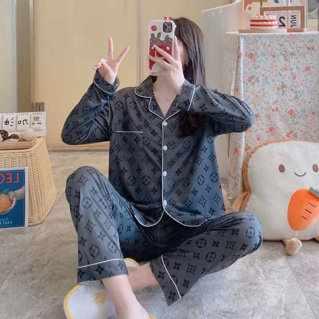 SETELAN BAJU TIDUR PIYAMA IMPORT WANITA KOREA LENGAN PANJANG CELANA PANJANG