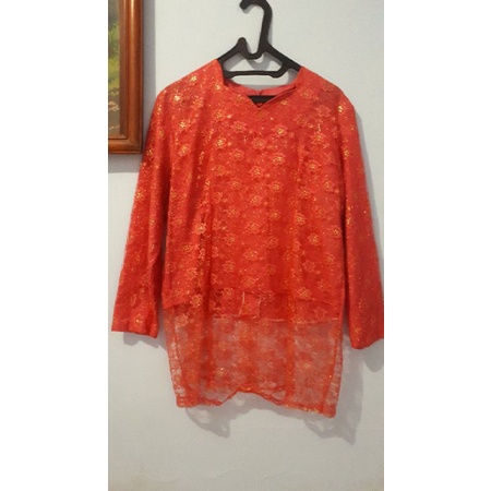 BAJU KEBAYA BATIK PRELOVED SETELAN MERAH JAMBU ATASAN BAWAHAN