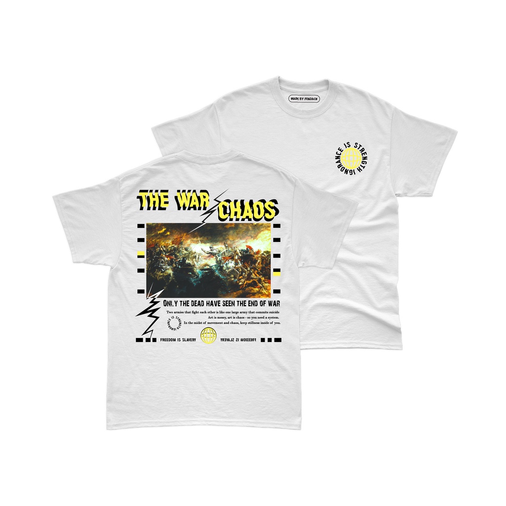 Aviotic Tshirt / Kaos Lengan Pendek WAR AND CHAOS ( Sablon ) Unisex Pria &amp; Wanita