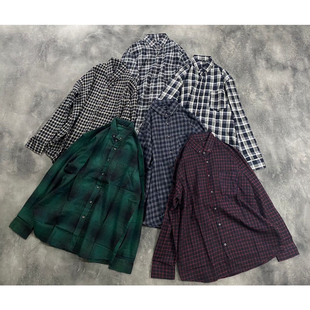 Kemeja flanel Kotak Kotak Kemeja Oversize/model Longgar Hitam Kemeja Wanita Casual/Kemeja