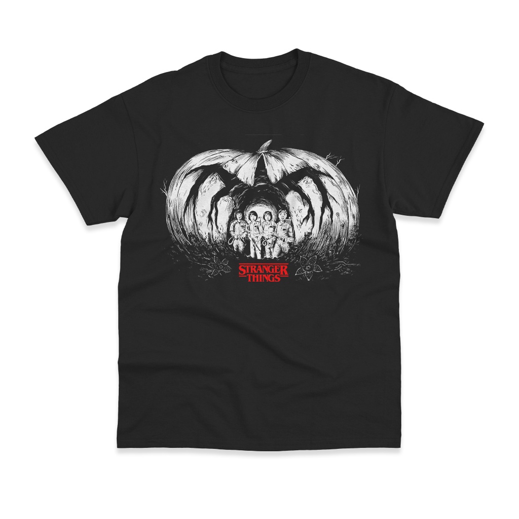 Kaos Stranger Things Halloween (Warna Hitam) Movie Tee, Classic Vintage TV Series Merch - Kaos Pria 