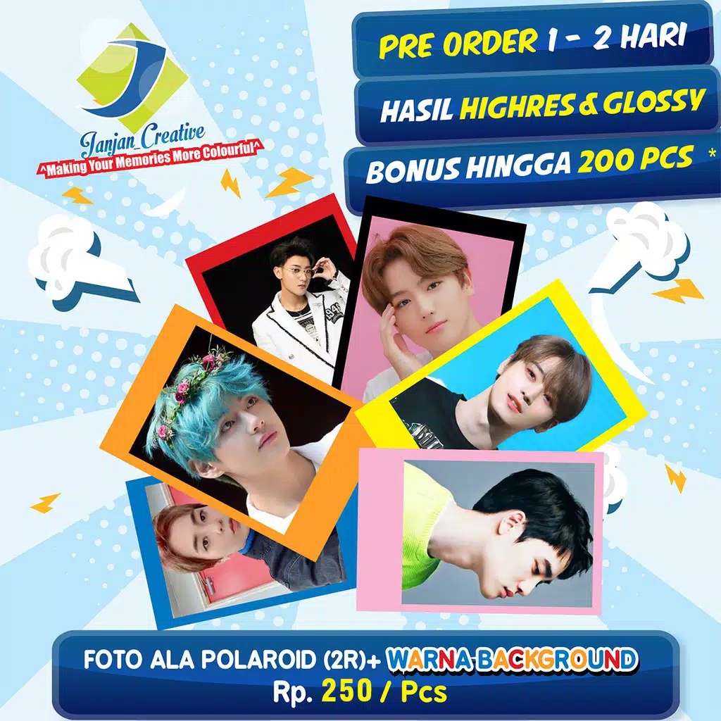 CETAK FOTO POLAROID + background warna