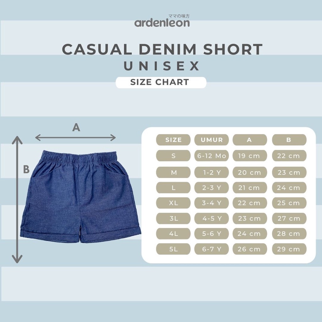 Ardenleon Sporty Short Pants / Basic Relax / Casual Denim Short Unisex