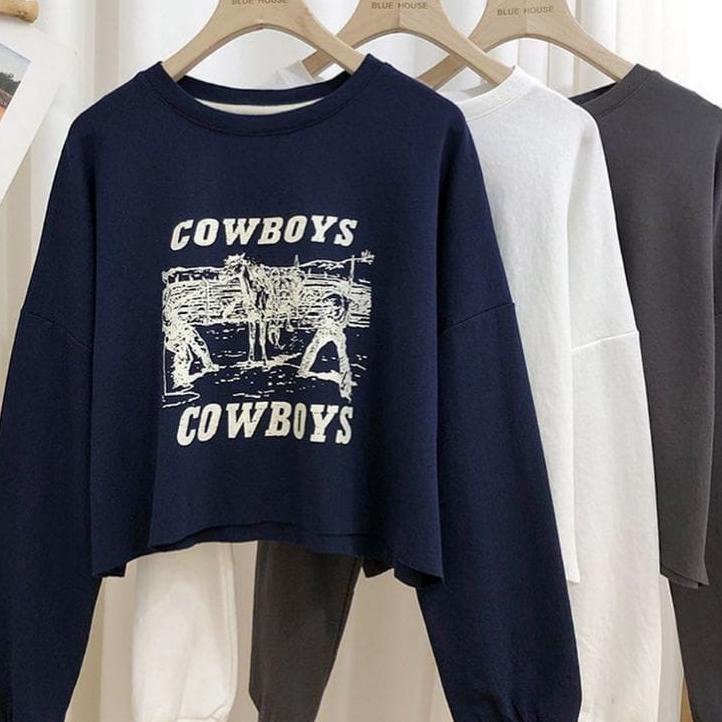 GSC - Cowboys Sweater CROP OVERSIZE - CREWNECK SWEATER WANITA - PAKAIAN WANITA TERLARIS