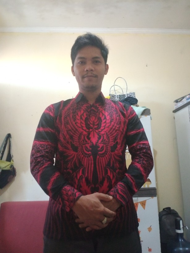 Manuk Peksi Merah Kemeja Batik Pria Slimfit Katun Primisima Full Furing
