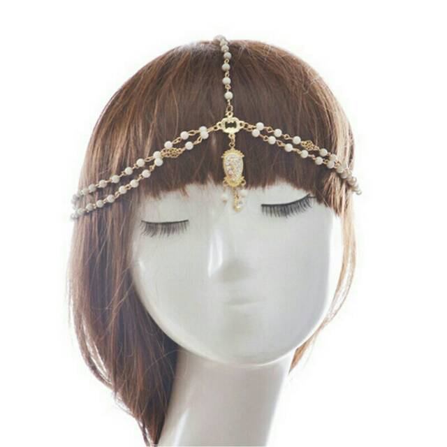 BIN-05 aksesoris dahi rambut bandana wanita headpiece bindi