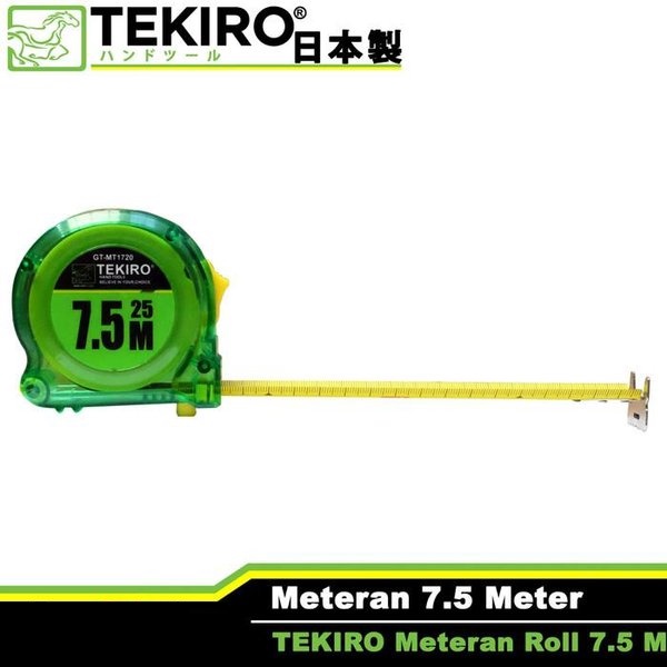 Tekiro Meteran 7.5 Meter / Meteran 7.5 M Transparan Hijau / Measuring Tape 7.5 Meter