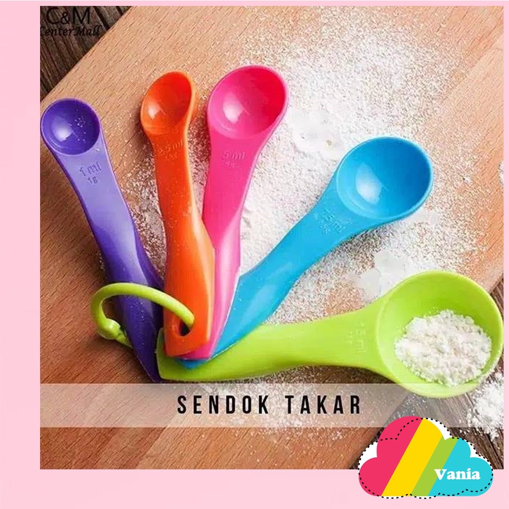 SENDOK TAKAR Set 5 in 1 Warna warni ukur kue air bumbu sendok susu anak bayi mpasi masak dapur