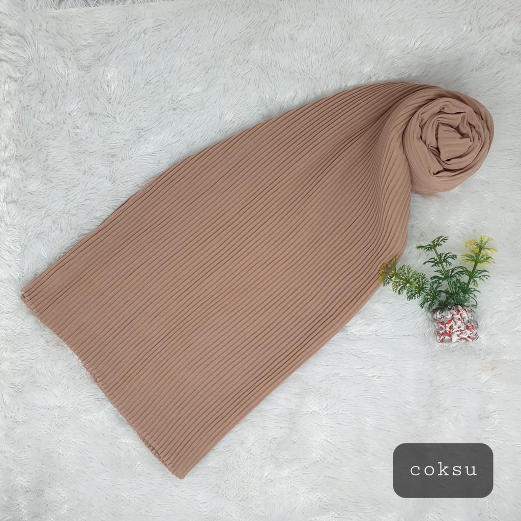 Pashmina Plisket Ceruty Babydol Full Plisket Lidi Tanpa Lipatan-COKSU