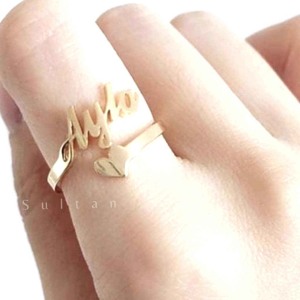CINCIN NAMA LOGAM KUNINGAN BERLAPIS EMAS ANTI KARAT ANTI LUNTUR TIDAK BERUBAH WARNA