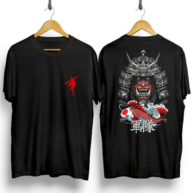 Fourfashion Kaos Pria Kaos Distro GUNTAI BUSHIDO KOI Black CN746