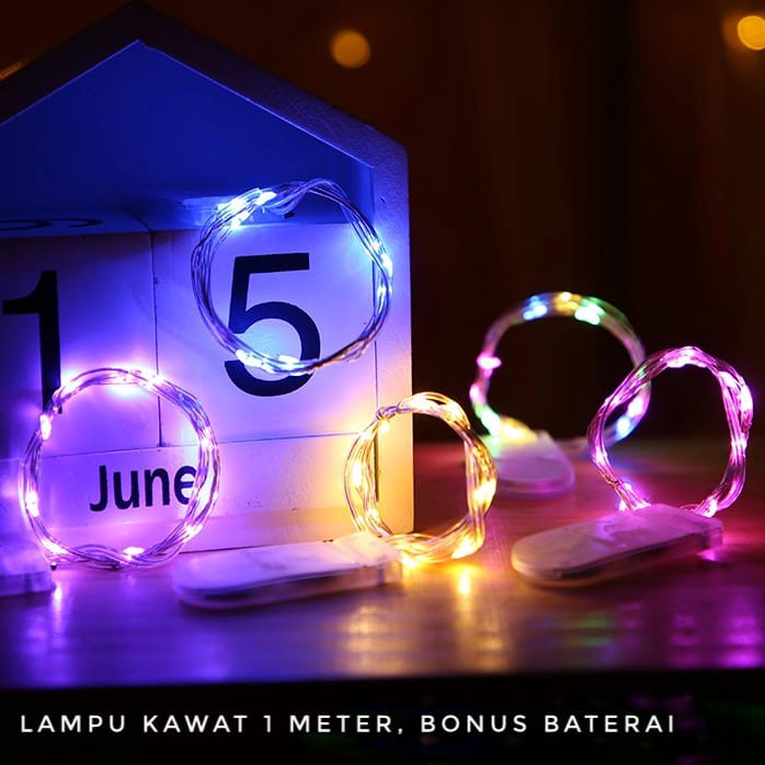 Lampu Hias Tumblr Lampu Kawat LED Kawat Dekorasi Lampu Hias Bobo Balon PVC Lampu Cantik Free Baterai