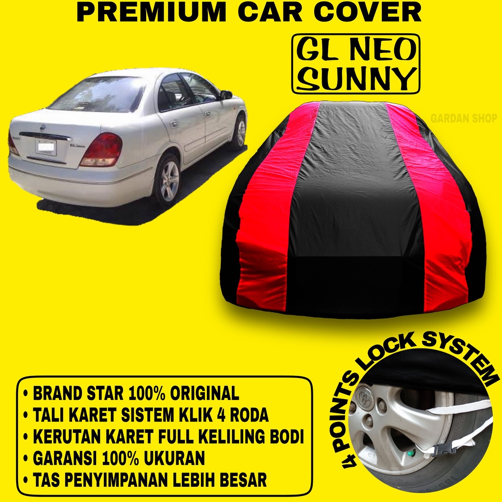 Body Cover GL NEO SUNNY Sarung Strip MERAH Penutup Pelindung Bodi Mobil GL Neo Sunny Waterproof PREMIUM