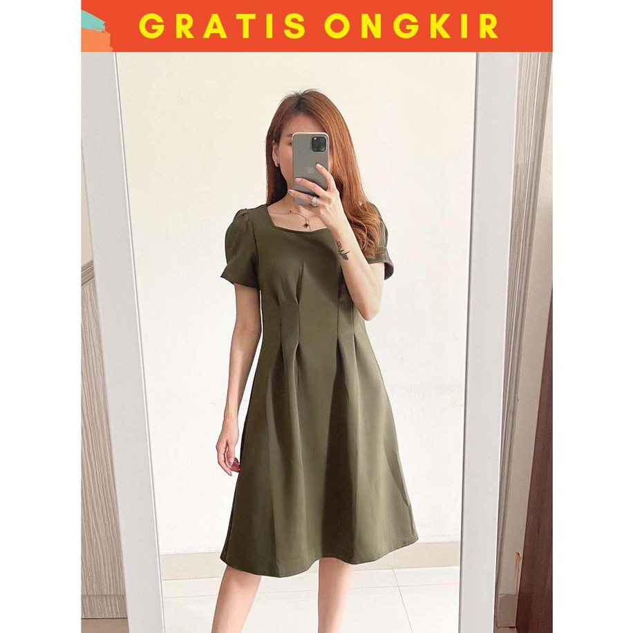 CATHERINE - ALICE DRESS/BAHAN SCUBA TEBAL/DRESS WANITA