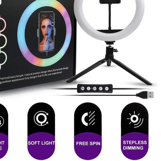 MIXIO Ring Light RGB Rainbow MIXIO 26CM + TRIPOD MINI BESI TRIPOD STAND 1.1M 1.6M 2.M