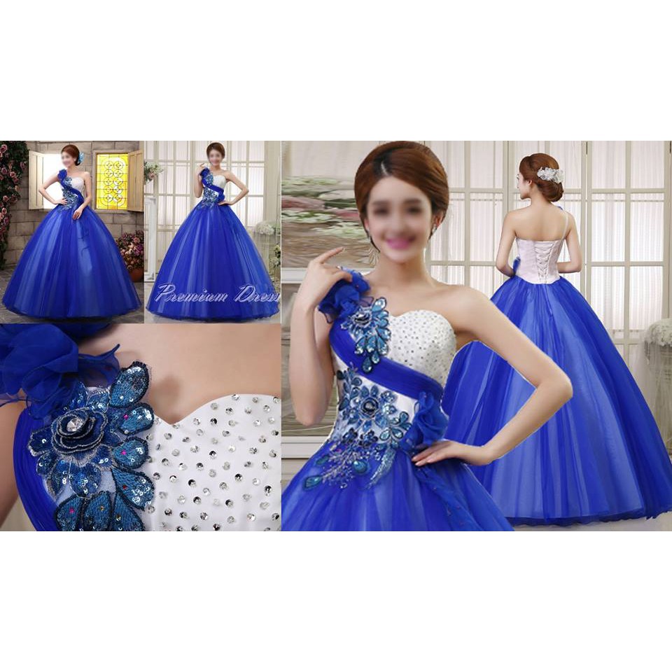 Bridesmaid Gaun pesta import prewedding foto studio Biru pengantin