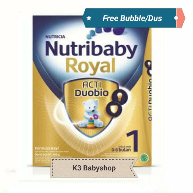 Nutribaby Royal 1 Acti DuoBio box 400gram 400 gr susu formula bayi 0-6 bulan nutricia kemasan baru