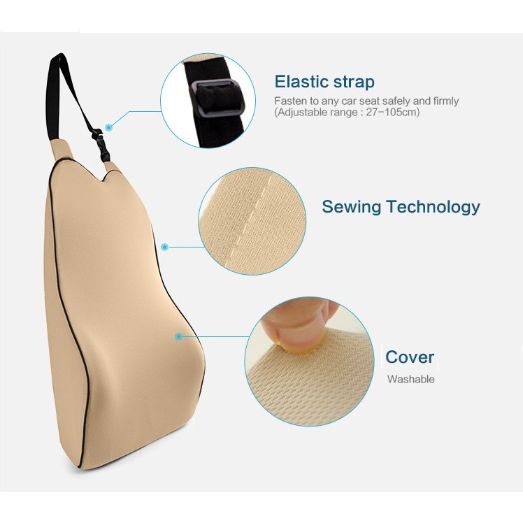 Bantal Punggung Sandaran Jok Kursi Mobil Memory Foam Lumbar Design &amp; Premium Quality