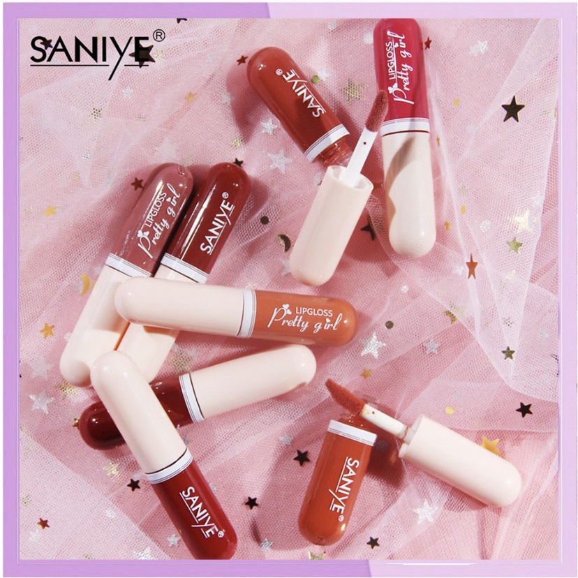 SANIYE 15 Warna Cair Mini Kapsul Lip Tint Matte Lipstik Berfungsi Membuat Bibir Menjadi Pesona SA001