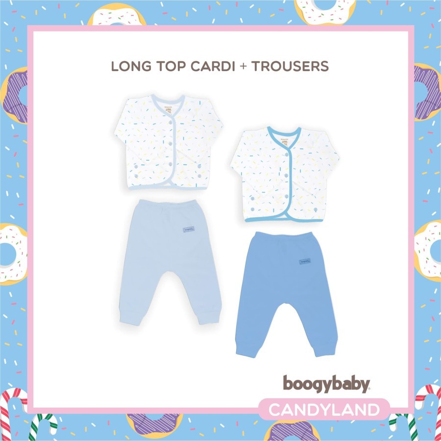 Makassar ! New Boogybaby Candyland Long Top + Trousers 3-6 Bulan ( 2 Pcs )