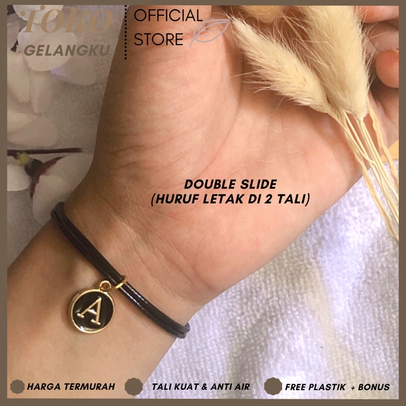 [TERMURAH] (A-Z) GELANG EPOXY HITAM ( BELI 10 FREE 1 GELANG POLOS ) / Gelang Tali Huruf Inisial Pria Wanita / Gelang Couple Sahabat Pacar / Bracelet initial Abjad di