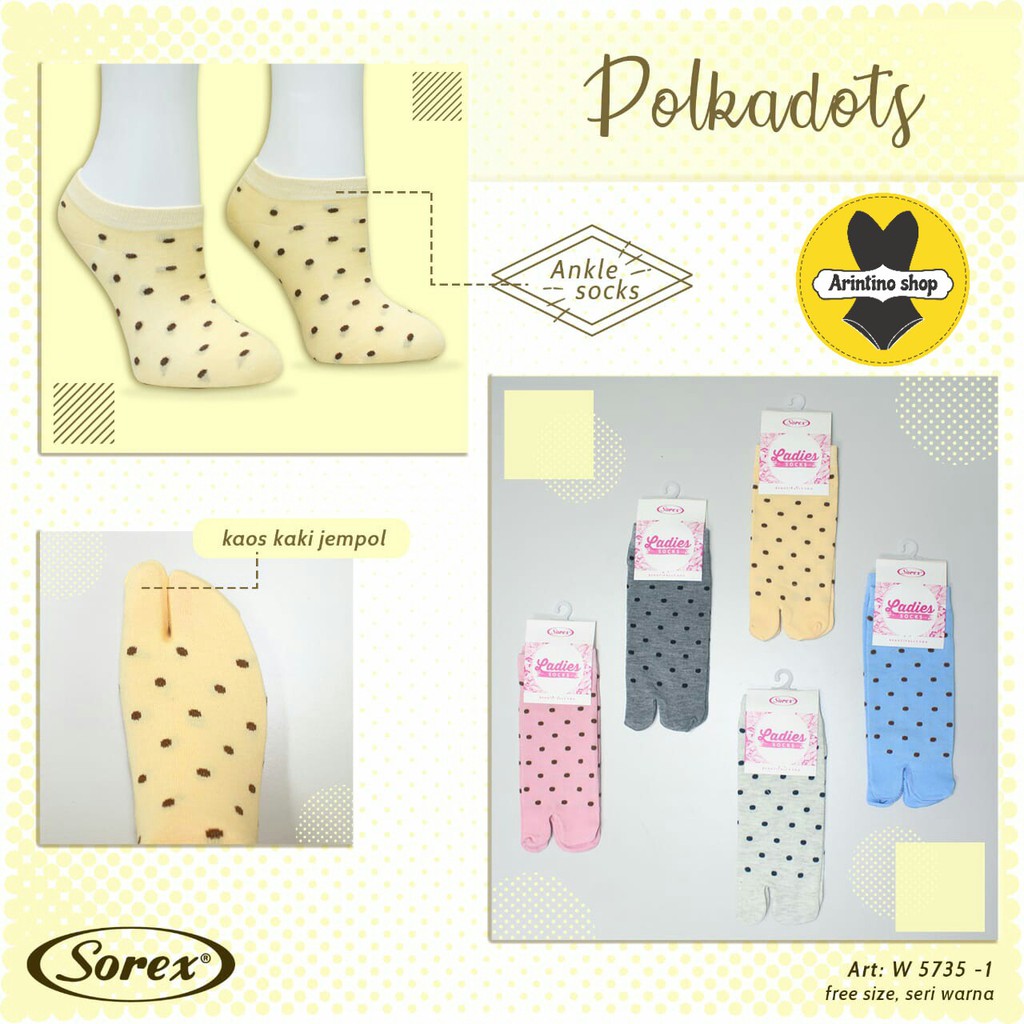 Kaos Kaki Sorex W5735-1 Wanita Motif Bintik | Kaos Kaki Motif Cewek Dewasa |