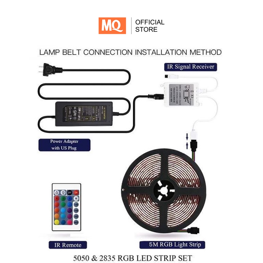 MQ PAKET LAMPU LED STRIP 2835 5050 RGB REMOTE LAMPU HIAS WARNA WARNI LAMPU KAMAR AESTHETIC