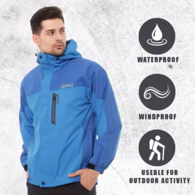 Jaket gunung waterproof premium.. Bahan dalam Polar tebal