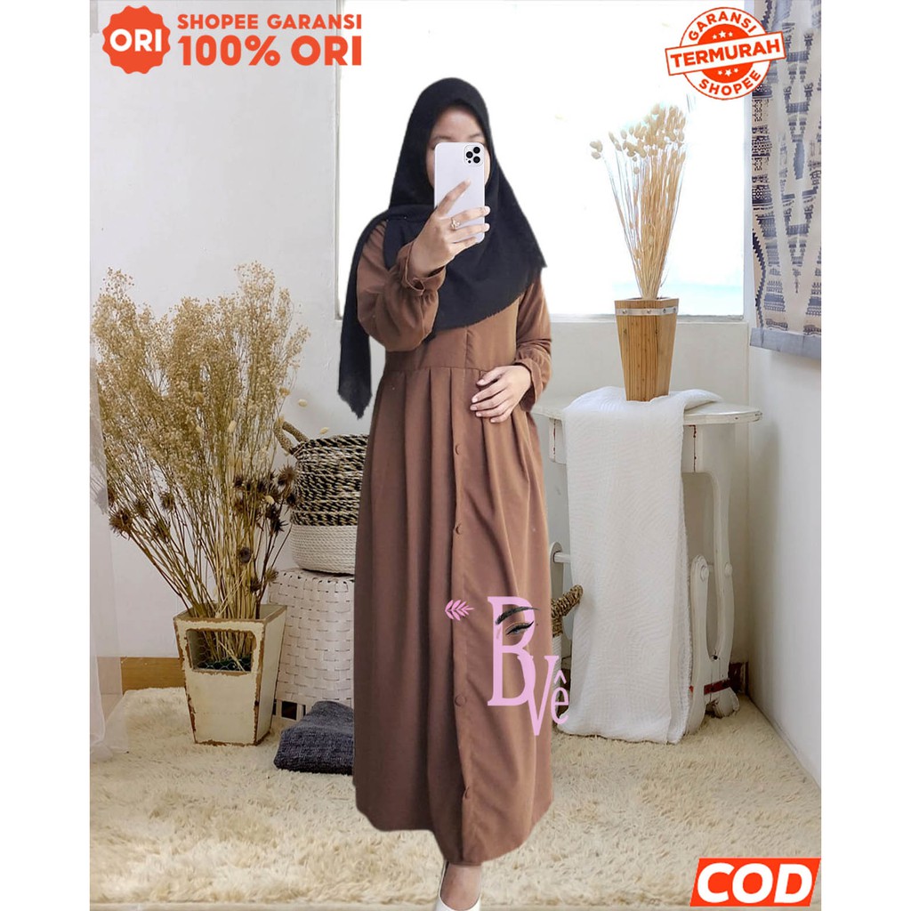 Gamis Dress Baju Muslim Pakaian Wanita Home Syar'I Premium Wolfis Busui Fashion Polos Basic Kancing