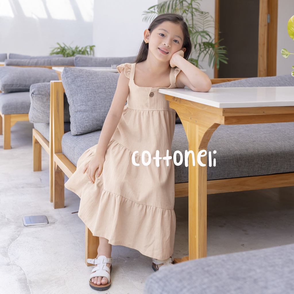 LILOU - Dress Anak Layer Tumpuk Linen Panjang