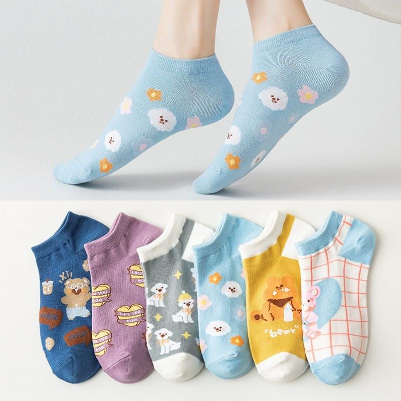 [COD] Kaos Kaki Wanita Import Cute Motif Beruang Lucu Kaos Kaki Fashion Import Pendek Semata Kaki Kaos Kaki Wanita