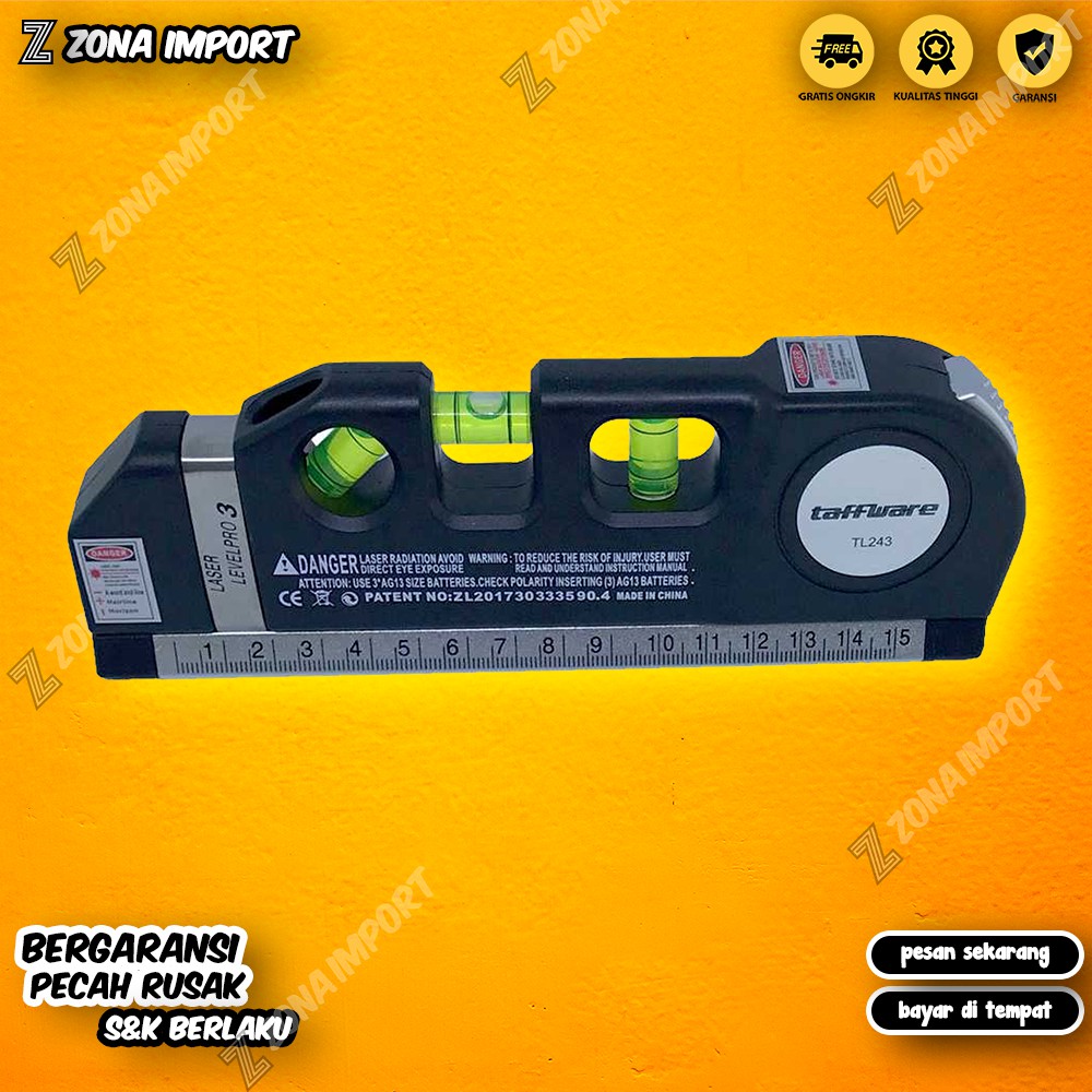 

Penggaris Horizontal Penggaris Siku Pertukangan Arsitek Laser 250CM + Waterpass Penukur Kemiringan