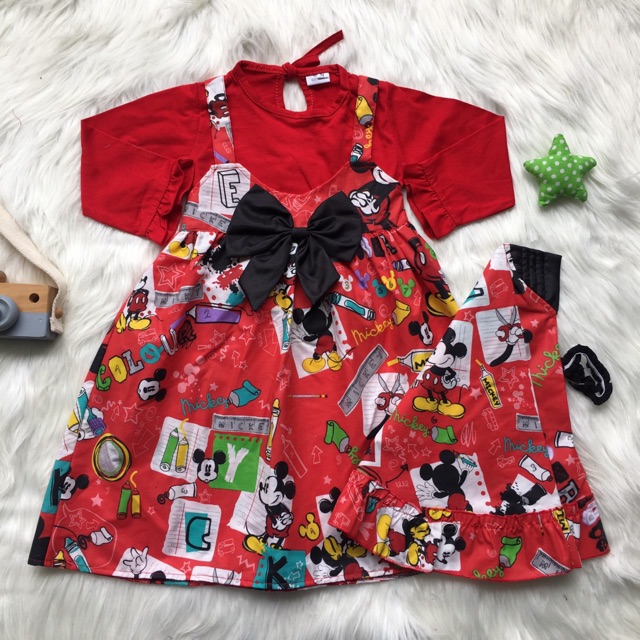 Dress gamis big bow mickey