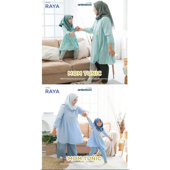 ARDEN LEON Mom Tunik Raya Dress Ibu Tunik Tunic Muslim Dewasa Seragam Muslim Keluarga Series (M-4L) Arden Leon CBKS